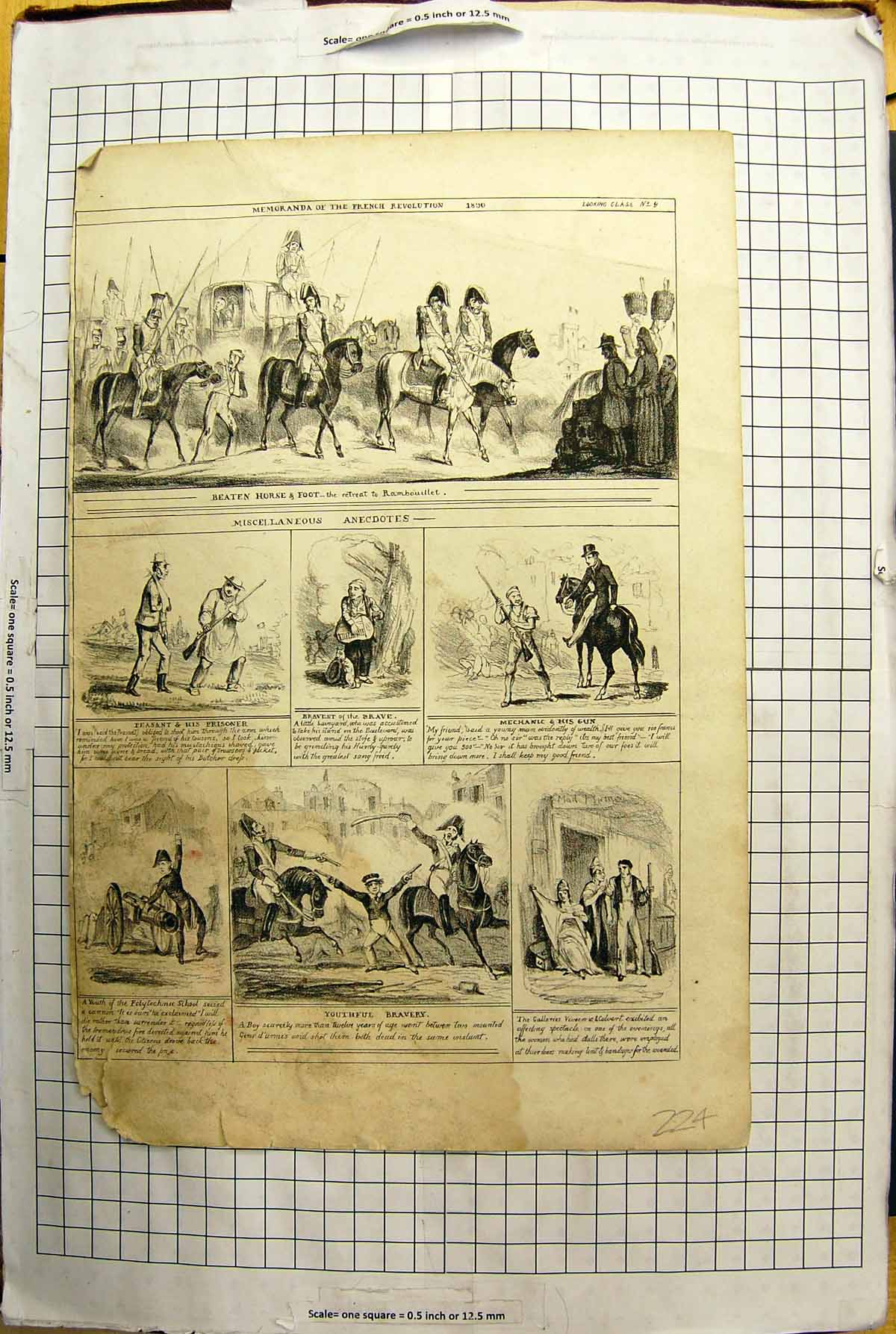 Antique Old Print Memoranda French Revolution War Phillip King Queen Jeffery
