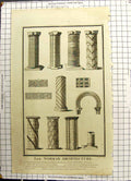 Old Antique Print Early Norman Architecture Record Columns Arch Ornaments