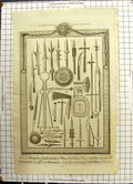 Antique Print War Weapons Implements Employed Against English Tower London