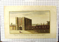 Antique Old Print Colour Edmunds Bury Abby Perspective View County Suffolk
