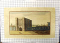 Old Print Colour Edmunds Bury Abby View County Suffolk British Traveller