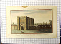 Old Print Colour Edmunds Bury Abby View County Suffolk British Traveller