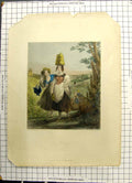 Original Old Antique Print Colour Morning Milk Girls 1846 Stephanoff Finden