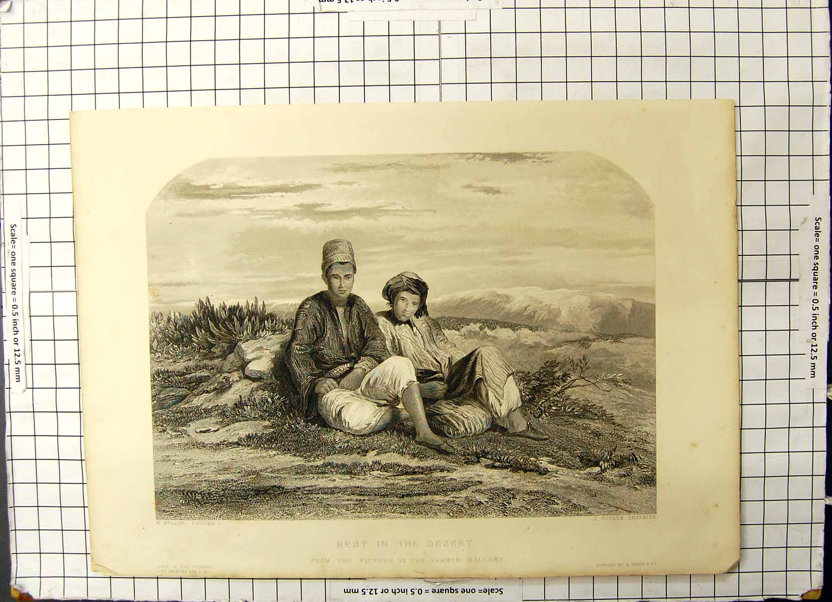 Old Print Rest In The Desert Young Men Boys Vernon Gallery Muller Cousen
