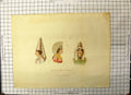 Old Antique Print Colour Head Dresses At Dieppe 1820 Baldwin Gradock Joy 19th