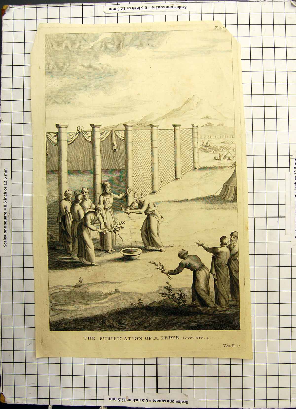 Original Old Antique Print The Purification A Leper Outdoor Scene Men 20th