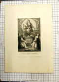 Original Old Antique Print Mont Carmel Woman Child Man French Jacques 20th