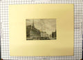Original Old Antique Print Exchange Copenhagen Ships Buildings Architecture