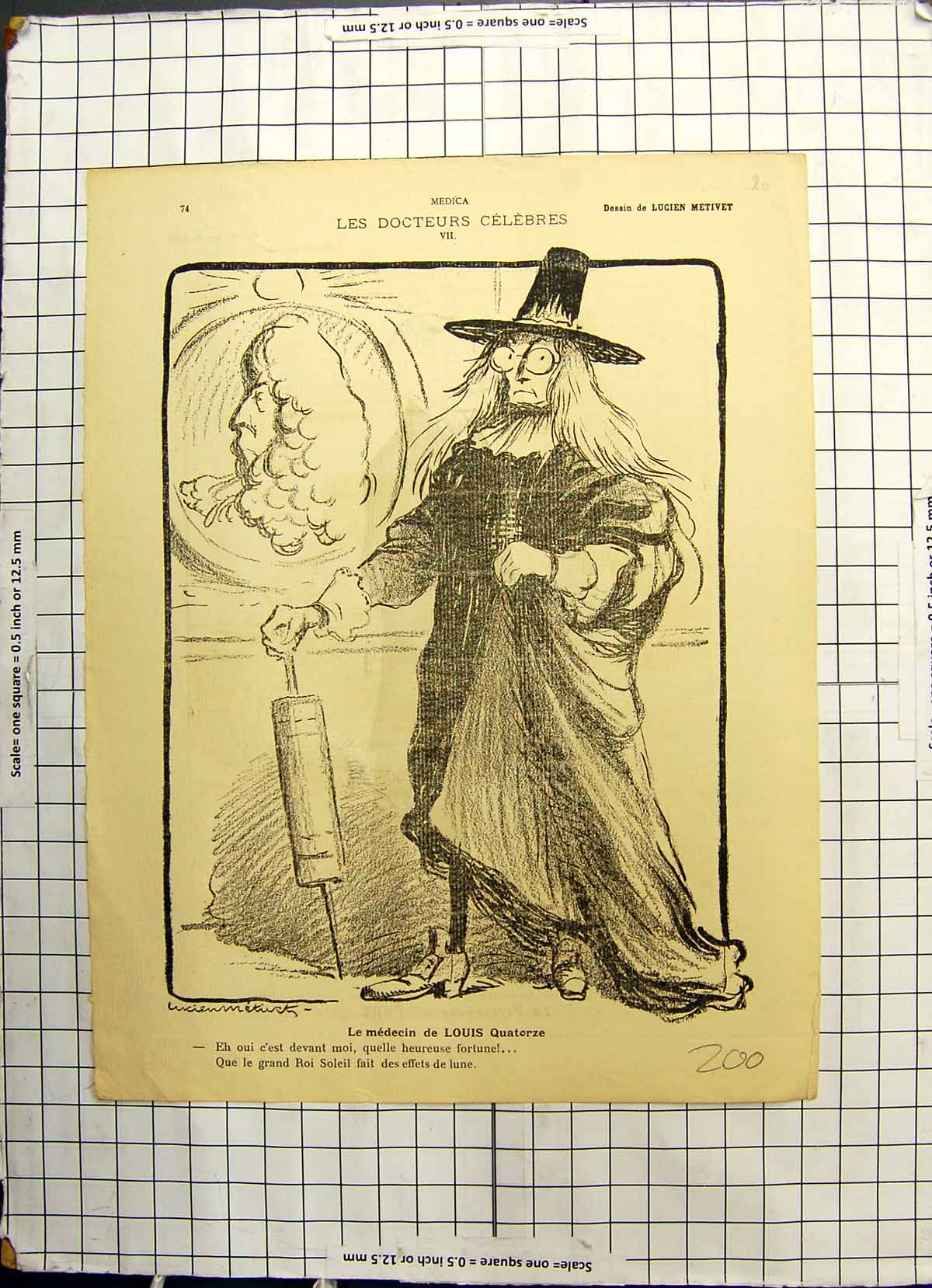 Old Print Les Docteurs Celebres Medecin Louis Quatorze Professeur Gilbert