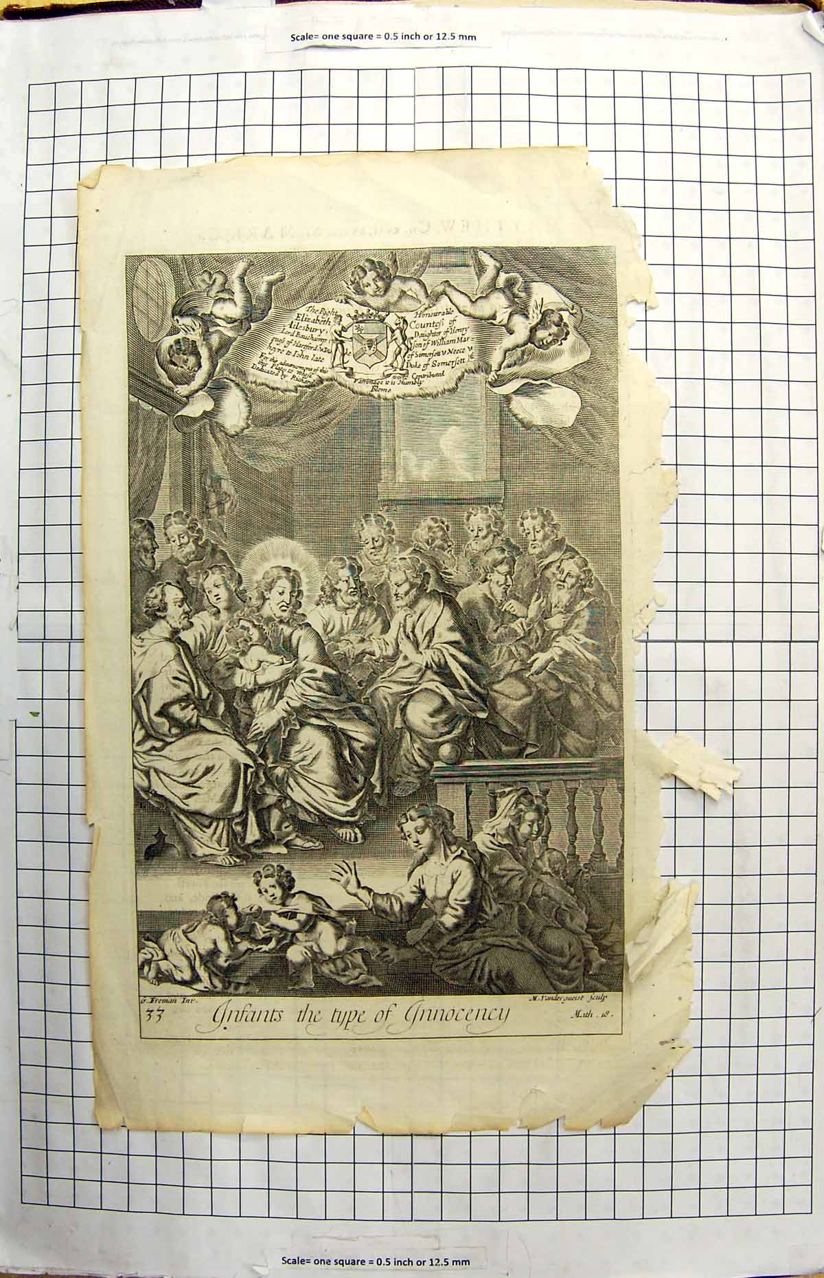 Antique Old Print Fragile Infants Type Innocency Children Elizabeth Ailesbury