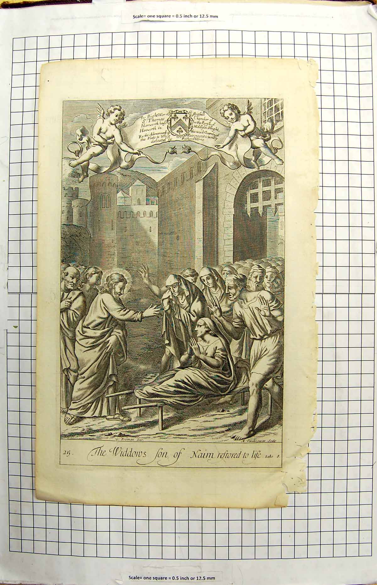 Original Old Antique Print Widdows Son Nairm Restored To Life Thomas Chamber