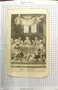 Original Old Antique Print Scene Mary Magdalen Praying Men Dinner Table