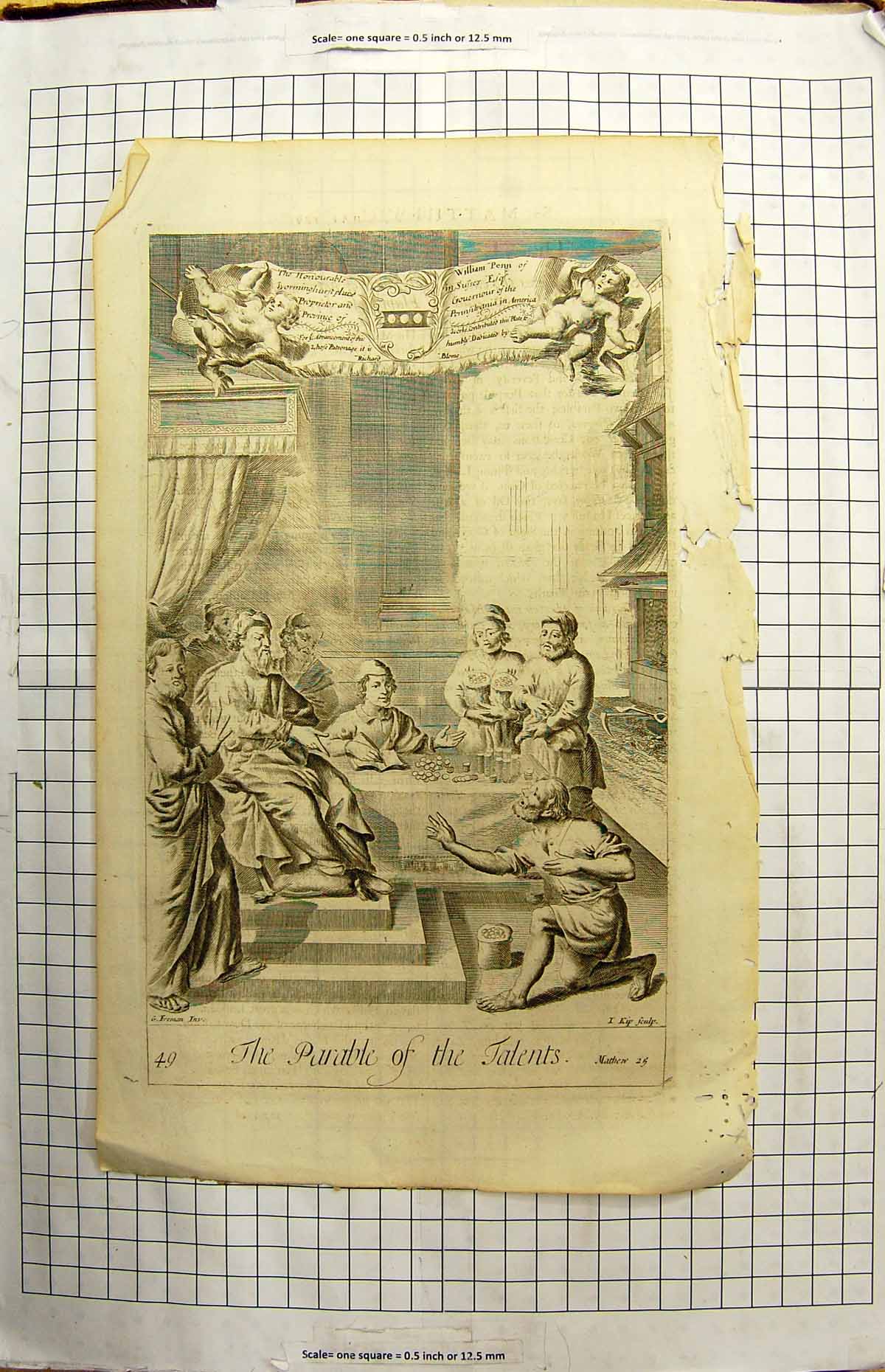 Original Old Antique Print Prable Talents Men Counting Money Richard Blome