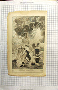Original Old Antique Print Scene Nadab Abihu Man Fire Flames