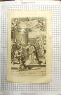 Original Old Antique Print Scene Cornelius Baptized Richard Blome