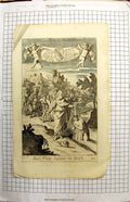 Original Old Antique Print Saint Philip Baptizes Enuch Worship Richard Cheyney