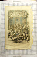 Original Old Antique Print Scene Death Ananias Saphira Ceremony Richard Blome