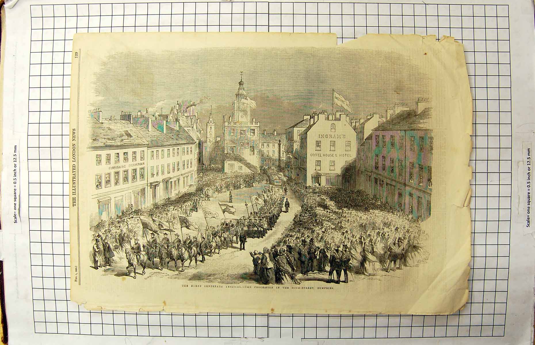Old 1864 Burns Centenary Festival Procession High Stree Dumfries Scot Victorian