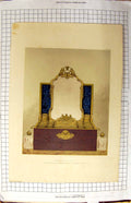 Original Old Antique Print Colour Dressing Case Ladies Queen England Househ