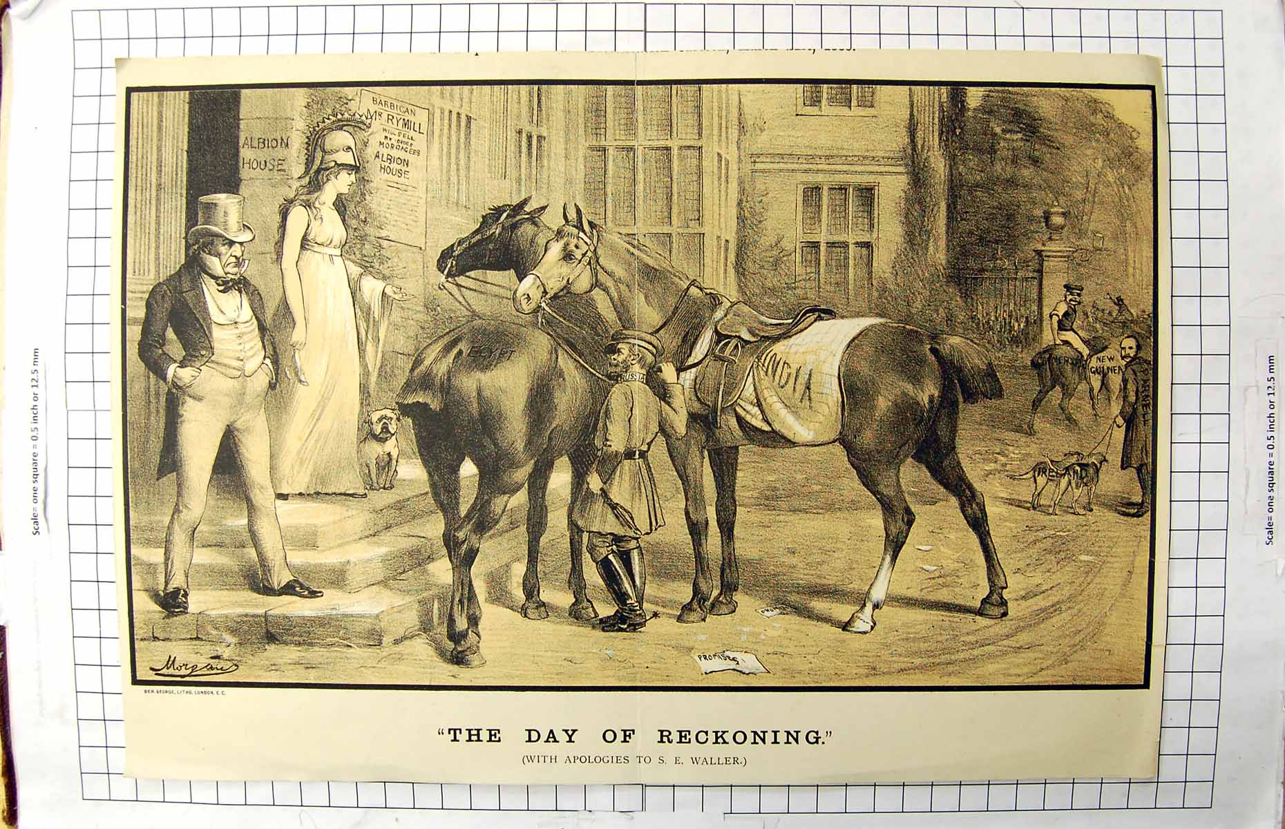 Antique Old Print Day Reckoning Horse Sale Racing Parnell Rymill Albion House