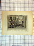 Original Old Antique Print Saul Cast Javelin David Sword Men Fighting