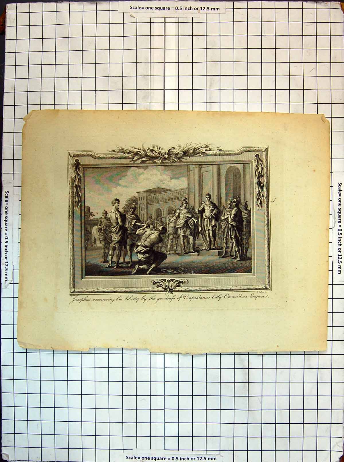 Old Antique Print Josephus Recovering Liberty Vespasianus Crowned Emperor