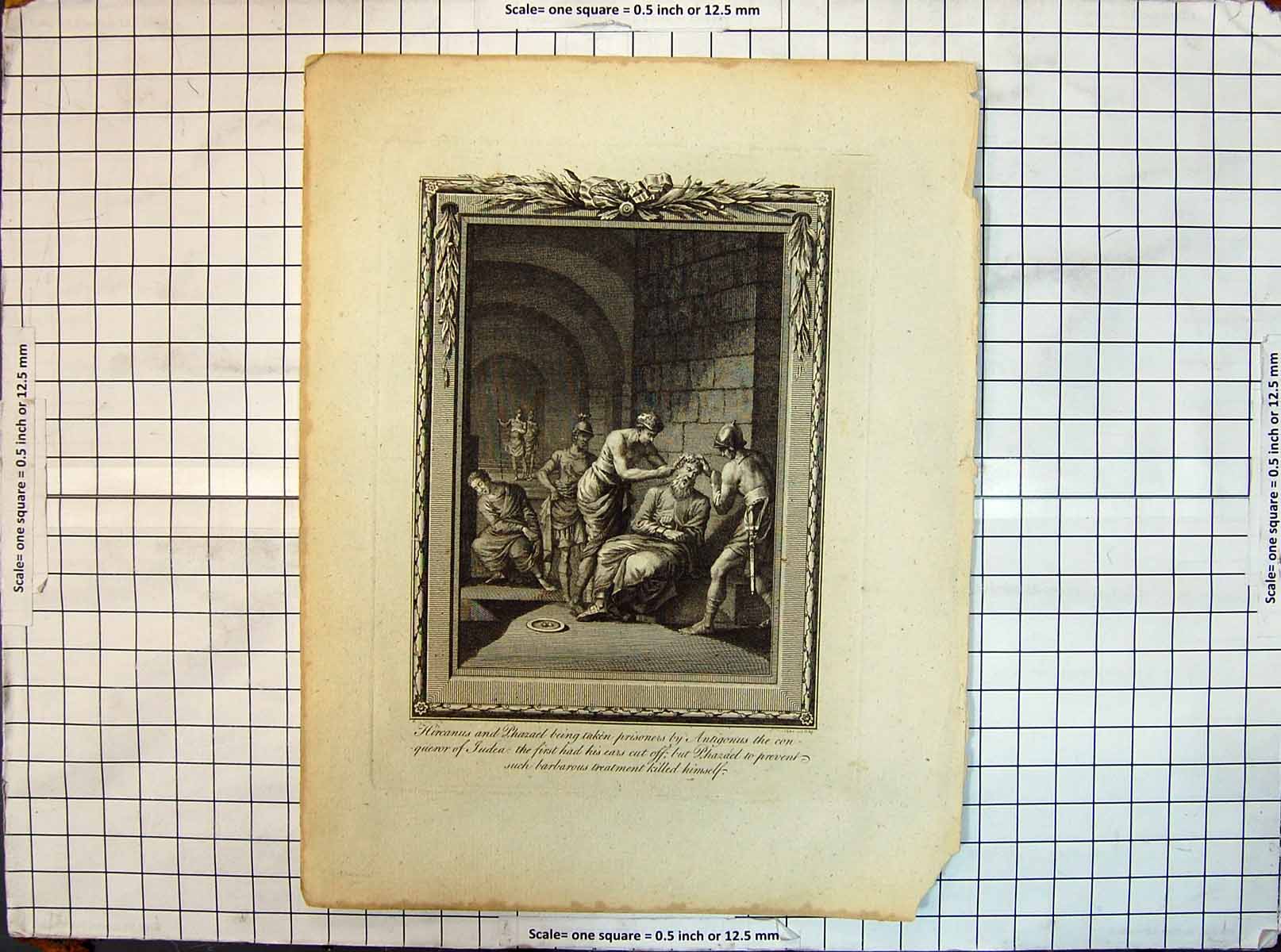Antique Old Print Hircanus Phazael Taken Prisoners Antigonus Judea Religion