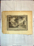 Original Old Antique Print Peter'S Vision Animals Religion
