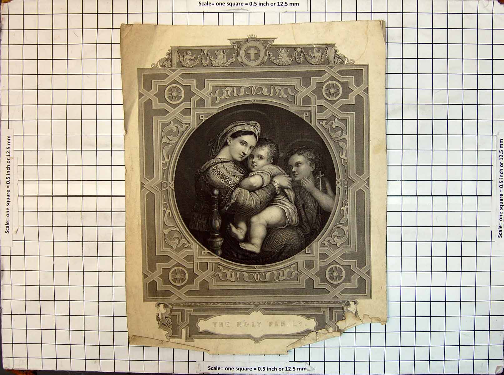 Original Old Antique Print Portrait Holy Family Religion