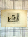 Original Old Antique Print Lille Bonne Priest Confession Church Scene