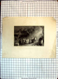 Original Old Antique Print 1835 Engraving Pilgrims Melville 19th Century
