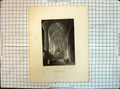 Original Old Antique Print St. Guidula Brussels Church Architecture Payne