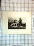 Original Old Antique Print View Tomb Plautius Lucanus River Bridge Payne