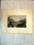 Original Old Antique Print Bobbi Val Pelice Mountains Engraving Bartlett Wallis