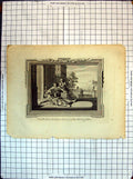 Original Old Antique Print Eli Falls Down Dead News Ark Religion 18th Century