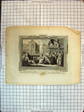Antique Old Print Haman Ahsuerus King Persia Hanged Gibbet Mordecai Religion