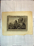 Original Old Antique Print Religion Siers Pilate Clubs Attack Fighting 19th