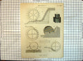 Original Old Antique Print Engraving Mechanics Water Wheels Machinery