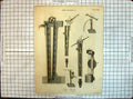 Original Old Antique Print Mechanics Ships Pumps Machinery 1818 19th Century