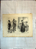 Original Old Antique Print Men Lady Romance Fashion Hats