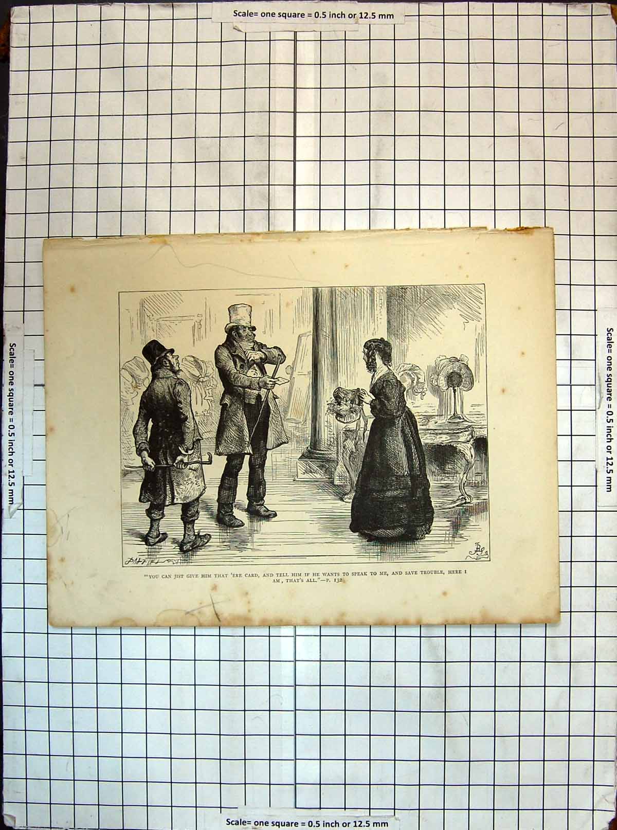 Original Old Antique Print Men Lady Romance Fashion Hats