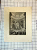 Original Old Antique Print Interior Cathedral Architecture Engraving