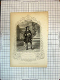 Original Old Antique Print Portrait Mr C Kean Gloster Richard Theatre Actor
