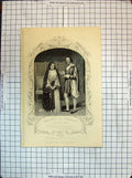 Antique Old Print Portrait Miss Glyn Mr Hoskins Isabella Lucio Theatre Actor