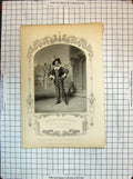 Original Old Antique Print Portrait Mr Davidge Pistol King Henry Theatre Actor