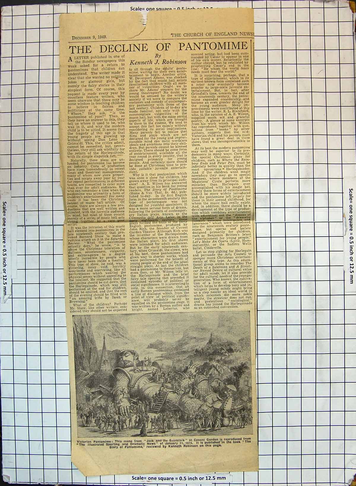 Original Old Vintage Print 1949 Pantomime Jack Beanstalk Covent Garden Theatre