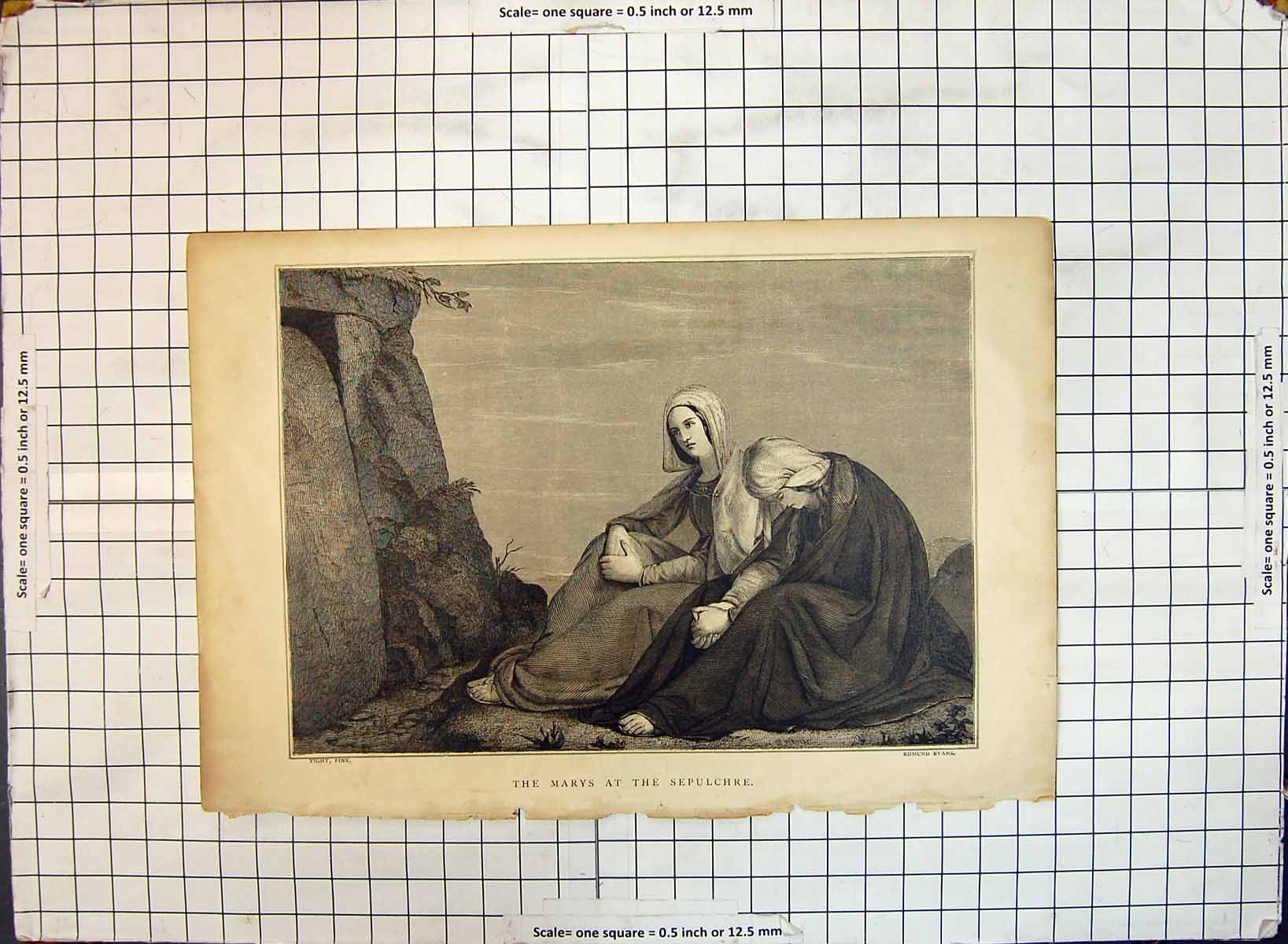 Original Old Antique Print Portrait Beautiful Woman Mary Sepulchre Evans
