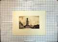 Original Old Antique Print Street Scene Church Cathedral Architecture