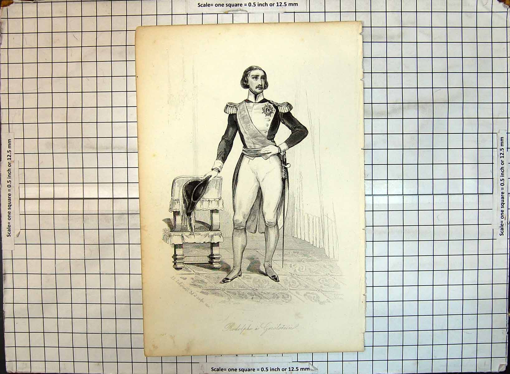 Original Old Antique Print Portrait Rodolphe Gerolstein 1844 19th