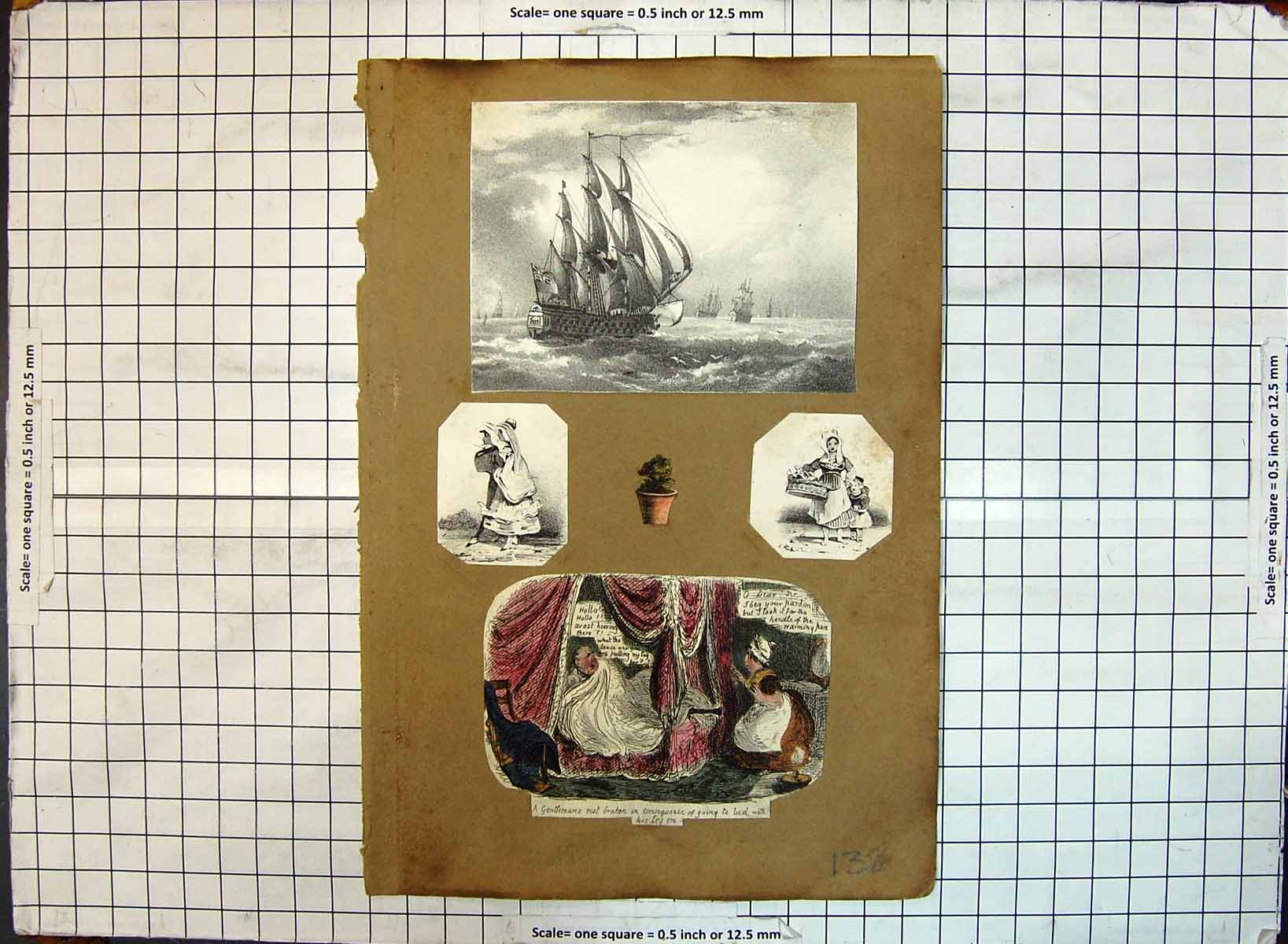 Old Sailing Ship Gentleman Bed Scene Artificial Leg Guys Cliff Abbey